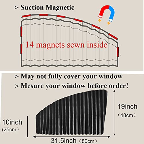 Ovege Car Side Window Sun Shade Car Curtain Pleated Silky Suction Magnetic (Black-Opaque, Front Seat 2Pcs) #TOP2