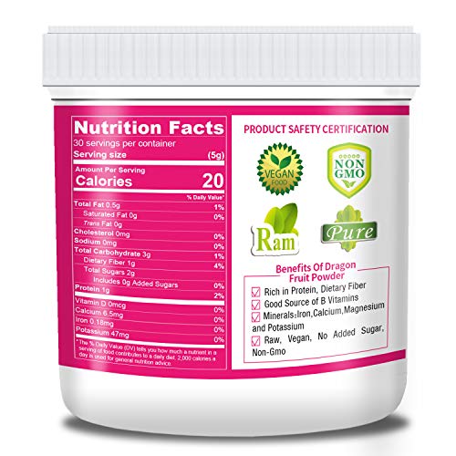 Dragon Fruit Powder, 5.3 oz.(150g), Pure Freeze Dried Pitaya Powder (5.3 oz)