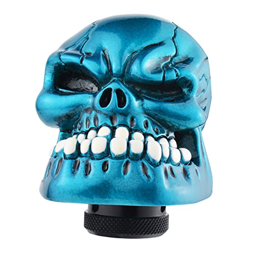 Abfer Blue Skull Shifter Knob Cool Gear Shift Knobs with Big Tooth Unique Shifting Lever Handle Fit for Most Vehicle Car Truck