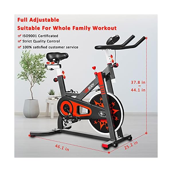 VIGBODY-Exercise-Bike-Indoor-Cycling-Bicycle-Stationary-Bikes-Cardio-Workout-Machine-Upright-Bike-Belt-Drive-Home-Gym VIGBODY Exercise Bike Stationary Bikes for Home, Indoor Cycling Bike 330 lbs Weight Capacity, Spin Bike with Comfortable Seat Cushion, Fitness Bike for Gym Cardio Workout Red