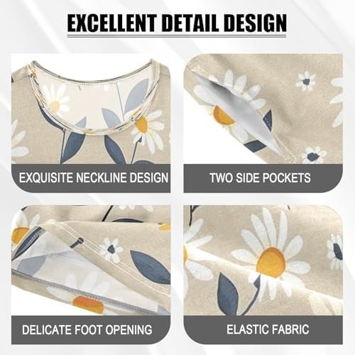 senya Short Sleeve Pajamas Sets Summer Cotton Sleepwear Gray Chrysanthemum Color Flower4