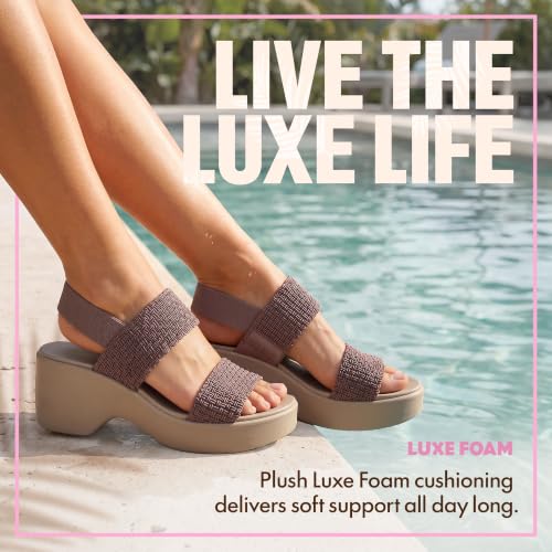 Image of Skechers Women's Cali Day | Luxe Foam Cushioned Footbed, Stretchy Knit Upper, Slingback Strap, Wedge Platform, Vegan