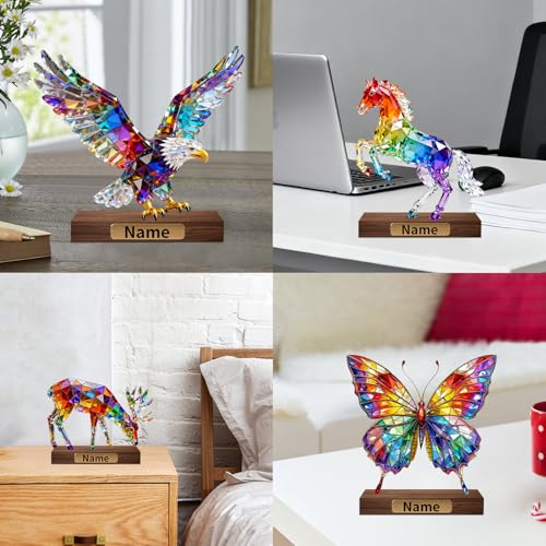 Estatua de cristal 2D personalizada con figura de leopardo miniatura 6