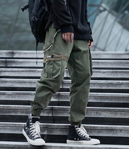 MOKEWEN Men's Pockets Tapered Leg Tech Cargo Pants3