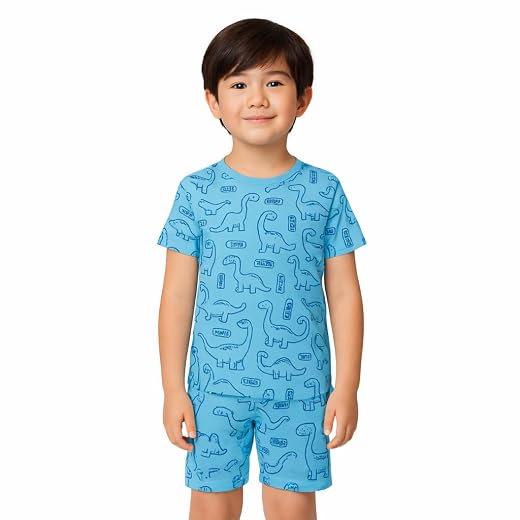 Pijama Infantil Menino Estampa Dinossauro & Game Verão Conjunto Shorts e Camiseta 1 a 13 Anos