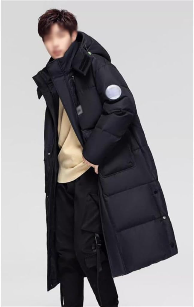 VIDI Men's Down Jacket Over The Knee Long Autumn And Winter Hat Fashion And Thick Warm Casual Coat