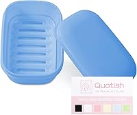 Vista 7 de Quatish Jabonera a prueba de fugas con tapa y capa de drenaje, contenedor de jabón de barra para viajes a prueba de roturas, artículos de aseo