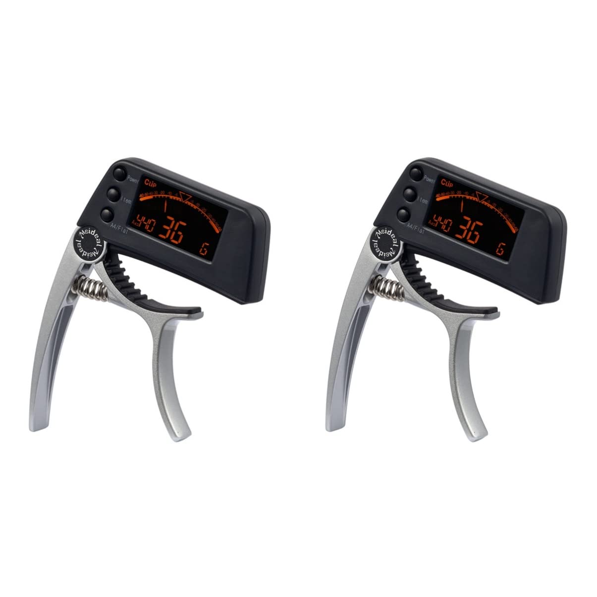 2St Stimmgerät für E-Gitarre Gitarren-Kapodaster elektrisch Bassgitarre Bass-Tuner Kapodaster für Gitarren stimmgerät für akustische gitarre Clip-on-Gitarren-Tuner Silver Hoement