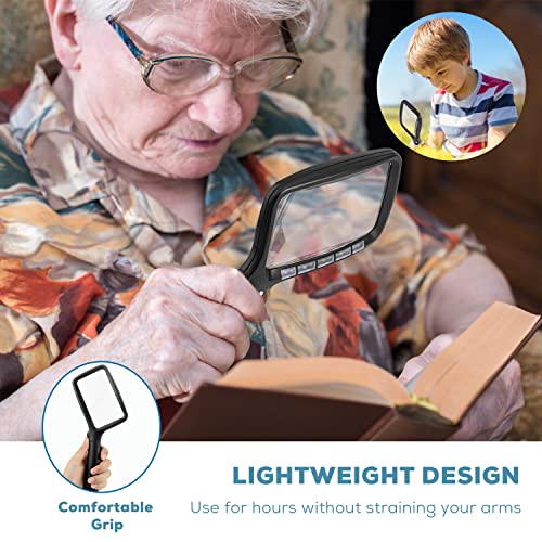 Folding Handheld Magnifying Glass with Light, 5X Large Rectangle Reading Magnifier with Dimmable LED for Seniors with Macular Degeneration, Newspaper, Books, Small Print, Lighted for Low Visions Black by Tobegiga - Image 6