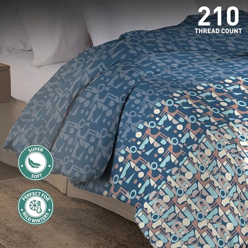Image of MYTRIDENT Soft Comfort Comforter, 100% Cotton Cover, 200 GSM Fiber Filled Comforter, 88 Inches x 104 Inches, King Size Comforter, Printed, AC Blanket, Reversible - Deco Dusk