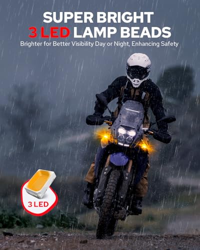 Image of Benlari 2Pcs Motorcycle Mini Led Turn Signals with Running Lights, Front & Rear Turn Signal Brake Light 12V Fit for Harley Honda Suziki Yamaha Kawasaki (Clear)