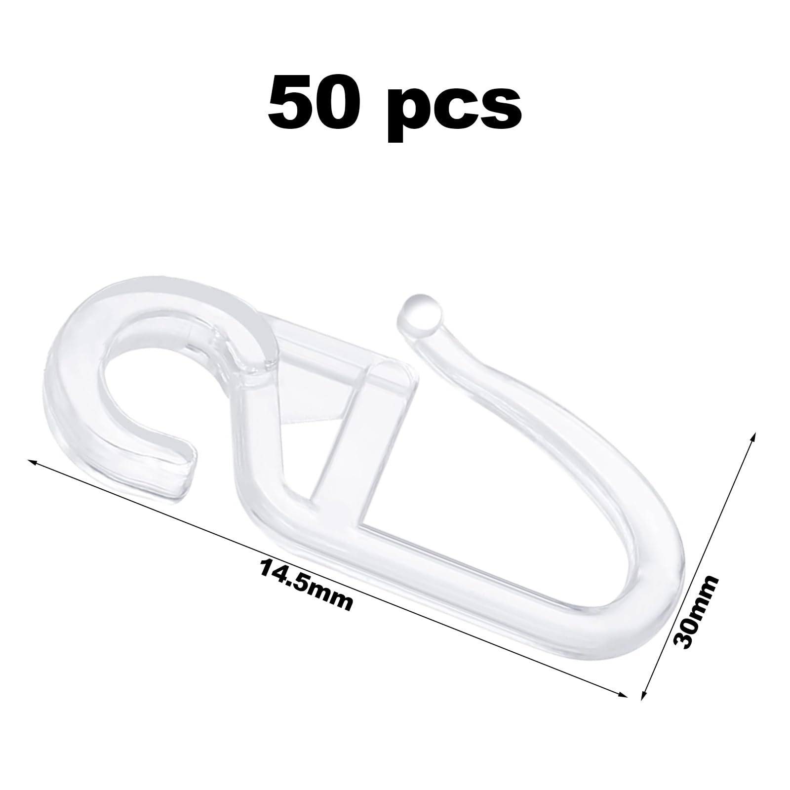 Crochet Rideaux 100 Anneaux Rideau Métal + Crochets Plastique - Noir (30mm) Pour Tringle Standard Accroche Rideau