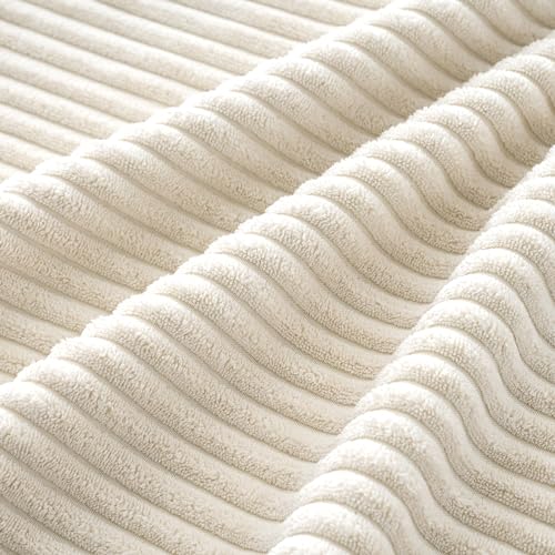 Image of MIULEE Boho Farmhouse Throw Pillow Covers 18x18 Inch Set of 4 Mordern Nordic Cushion Covers Soft Corduroy Spring Home Decor for Couch Bed Sofa Living Room Cream White