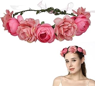Diademas para el pelo, corona de flores, guirnalda floral, corona de flores, accesorio para el pelo para niños, mujeres, festivales, fiestas, bodas, color rosa