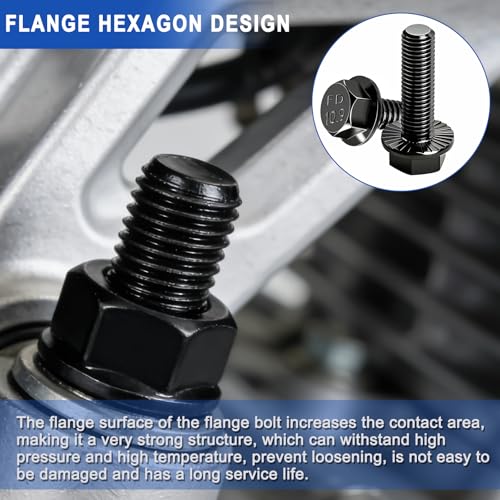 Image of Taiss 20PCS M8-1.25 x 35mm Metric Flange Hex Head Bolts,Hex Drive Screws 10.9 Black Zinc Plated Alloy Steel,m8x1.25 Bolt,Full Thread Hex Bolts