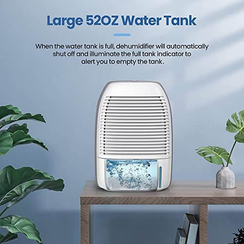 Afloia Dehumidifier for Home 52oz(1500ml) Capacity Ultra Quiet for 2200 Cubic Feet (250 sq ft) Portable Dehumidifiers for Bathroom, Bedroom, Dorm Room, Baby Room, RV