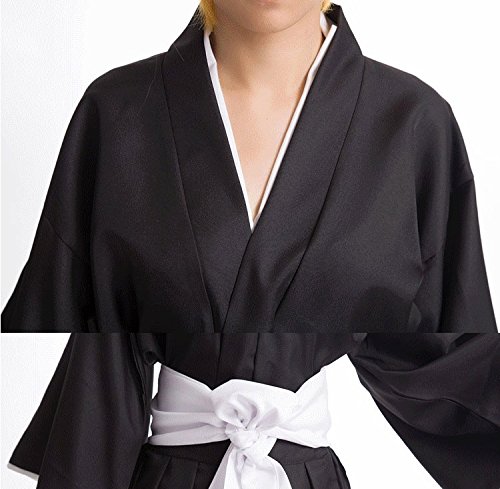 SSJ Kimono Robe Shinigami Bleach Cosplay Japanese Anime (US-S) Black ...