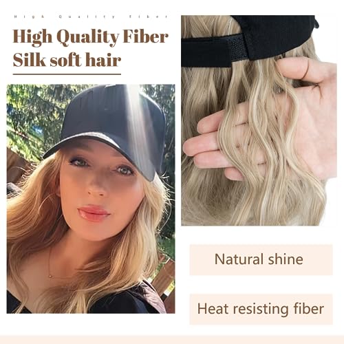 8 Inch Baseball Cap With Hair Extensions BOB Synthetic Hair With Attached Black Hat With One Piece Hair Extensions For Women - Image 4