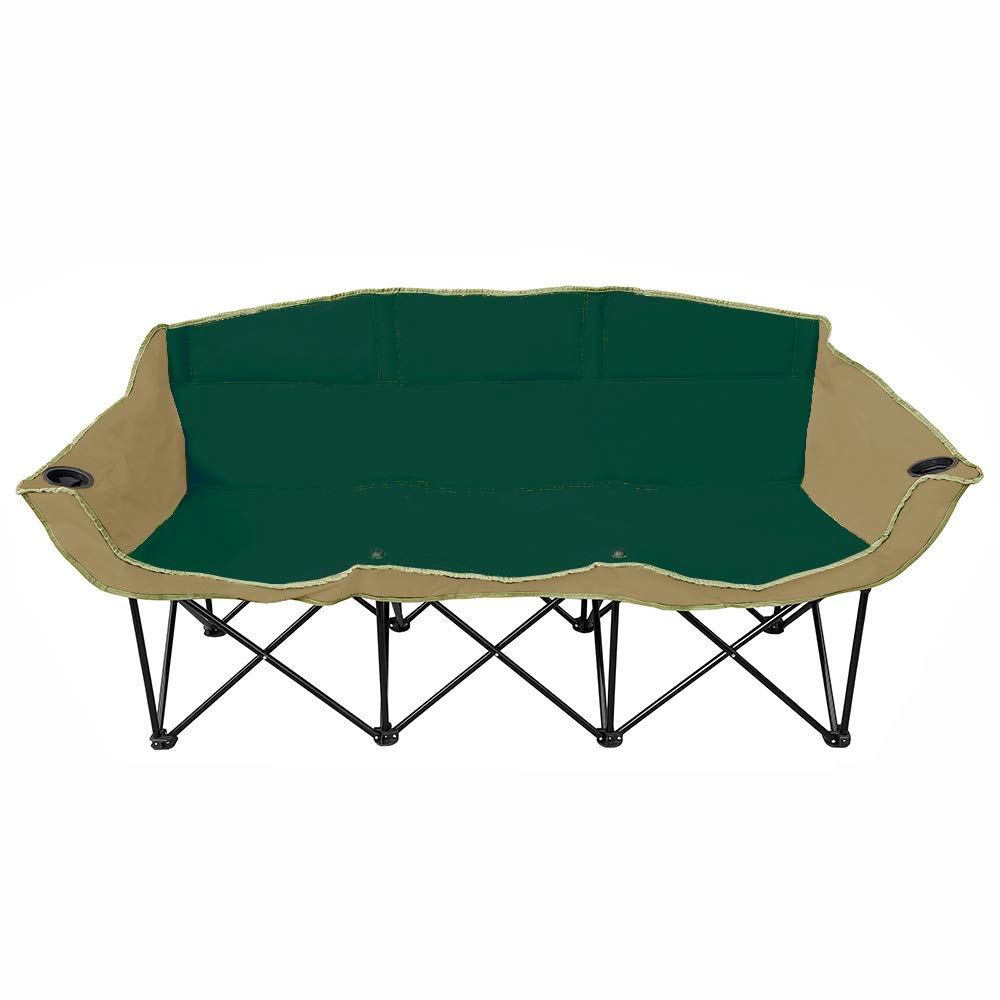 GoTEAM! 3 Seat Portable Folding Couch - Foldable Travel Bench Chairs with Carry Case - Perfect for Beach, Camping, Fishing, Soccer and More