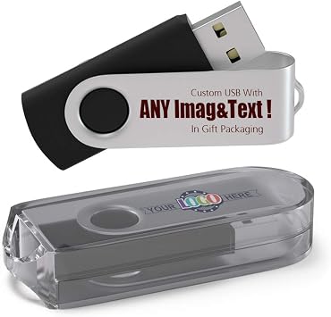 100 Pack 2GB Personalised Flash Drive Custom Memory Stick Promotional USB Stick in Bulk - Black