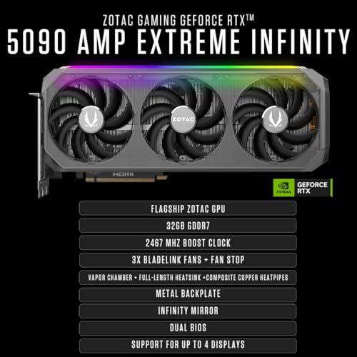 Image of ZOTAC MEK Gaming PC Desktop, NVIDIA GeForce RTX 5090 AMP Extreme Infinity 32GB GDDR7, Intel Ultra 9 285K Up to 5.7GHz, 32GB DDR5, 2TB NVMe SSD, 1200W Gold PSU, WiFi 6E, Bluetooth 5.3, Windows 11 Pro