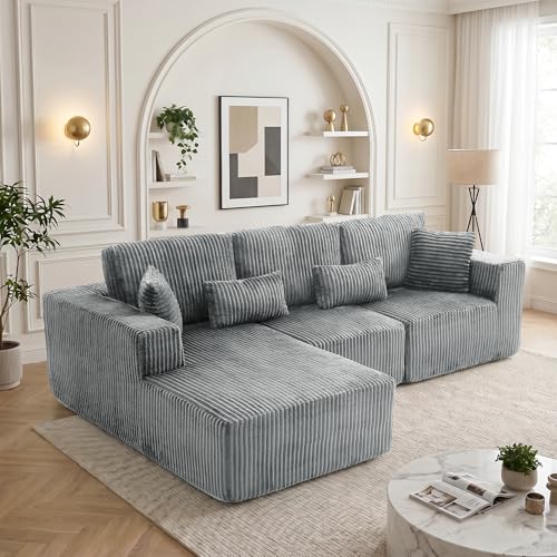 Image of 108 inch Boneless Couch for Living Room, L Shaped Modular Sectional Sofa