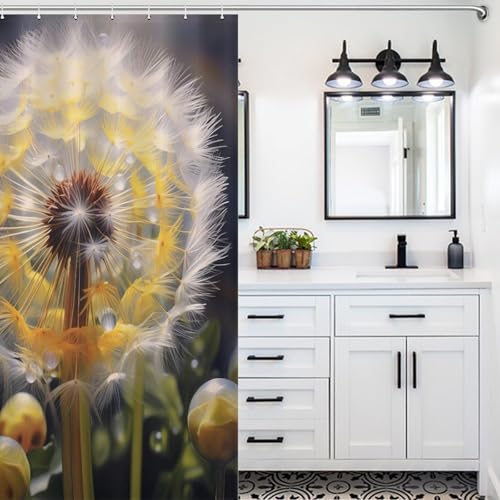 Rideau de douche pissenlit 122x183 imperméable pour salle de bain - 5