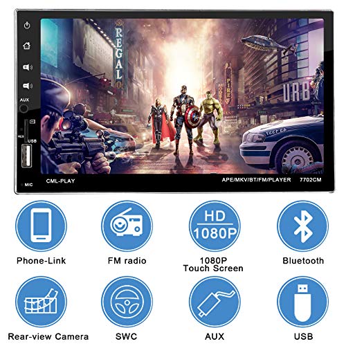 Double Din Car Stereo with 7 Inch Capacitive Touchscreen, Bluetooth Handsfree, 2 Din Car Audio Receiver FM Radio Player with Backup Camera, Phone Mirror-Link, Voice Assistant, Steering Wheel Control - Thumbnail 3