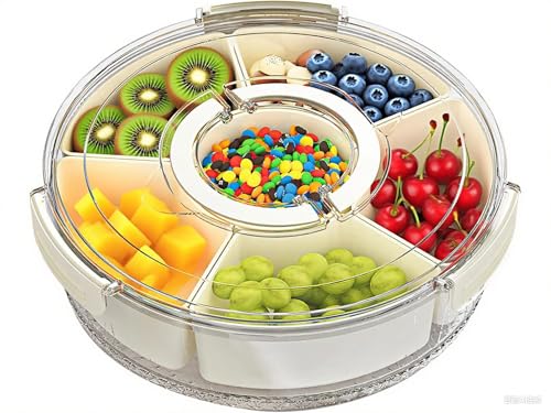 HENGBIRD - Caja de aperitivos (plato giratorio 360 °, con compartimentos, tapa)