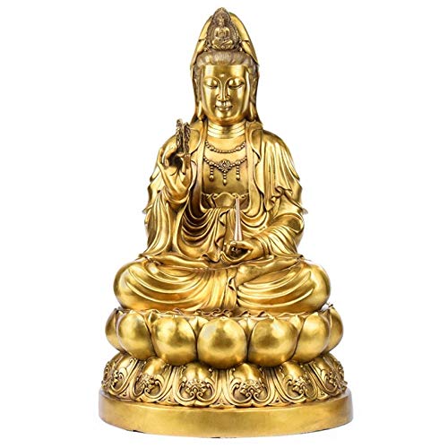 Bouddha Guanyin statue cuivre pur 30cm cadeau de protection