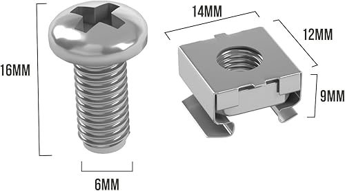 Miniatura 3 de Paquete de 50 tuercas y tornillos enjaulados M6, equipo de montaje en panel para servidor de montaje en rack de 19 x 10 pulgadas, panel de