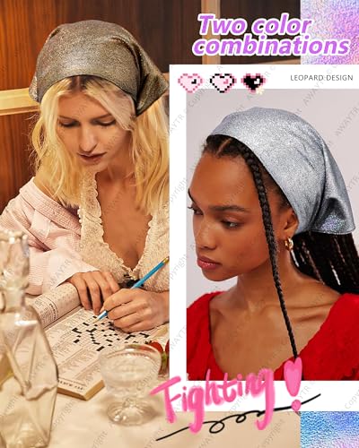 AWAYTR Y2K Hair Bandanas for Women Hair - 2Pcs Punk Head Wraps for Girls Hair Scarf Grunge Disco Head Cover3