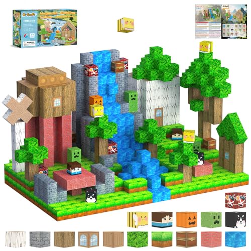 HISHOPTOY Magnetische Bausteine 108 Teile Magnetbausteine Magnetblöcke Magnete Kinder ab 3 4 5 6 7 8 9 Jahre Montessori Spielzeug Kreatives für Jungen Mädchen Geburtstag Geschenk Bauwelt