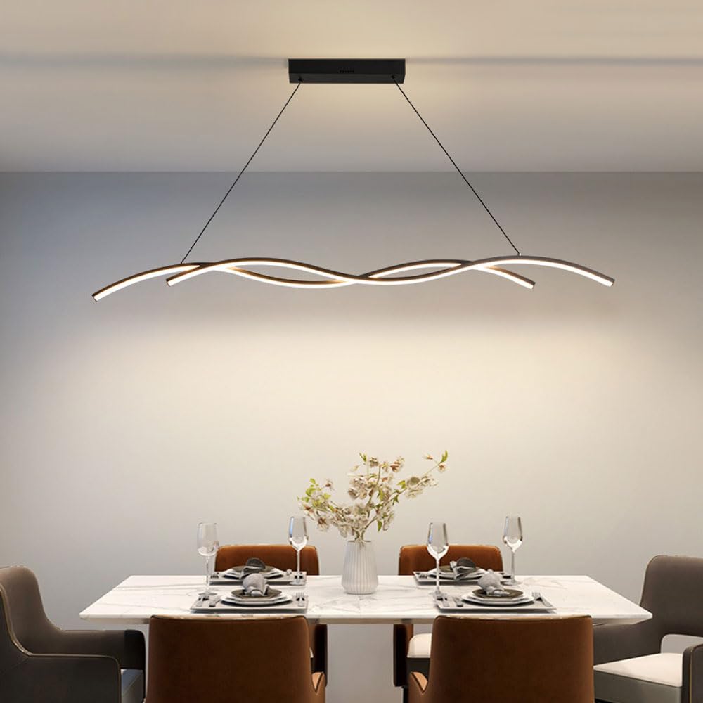 Liniowa lampa wisząca LED Macha żyrandolem Lampa sufitowa Minimalistyczna wyspa kuchenna Oprawa oświetleniowa Jadalnia Oprawa oświetleniowa nad stołem Wiszące żyrandole w trybie 3 kolorów LWX