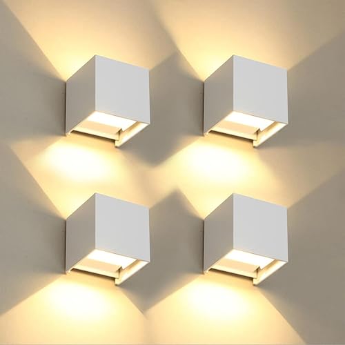 FUPE 4 Piezas Aplique de Pared Exteriores/Interiores LED Lámparas de Pared Exter