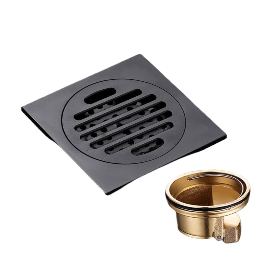 KJdxfhFH Bathroom floor drains, Invisible Floor Drain All Copper for Odor Resistant(Black,Single use)