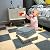 12 pcs Thickened Plush Interlocking Floor Mat 0.6" Thick- Fluffy Square Tiles with 12 Edgings Soft Anti-Slip Puzzle Area Rug Playmat for Room (11.8", Gray & Light Brown)