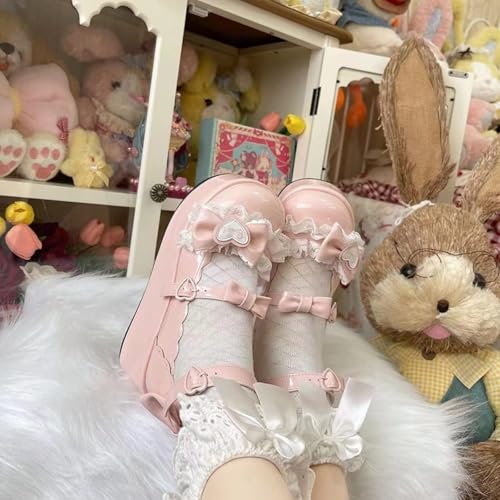 French Style Platform Sweet Lolita Mary Jane Shoes with Bow Princess Style Low Heel Dress Flats3