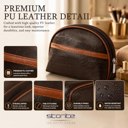 Image of SNDIA PU Leather Toiletry Travel Bags for Women