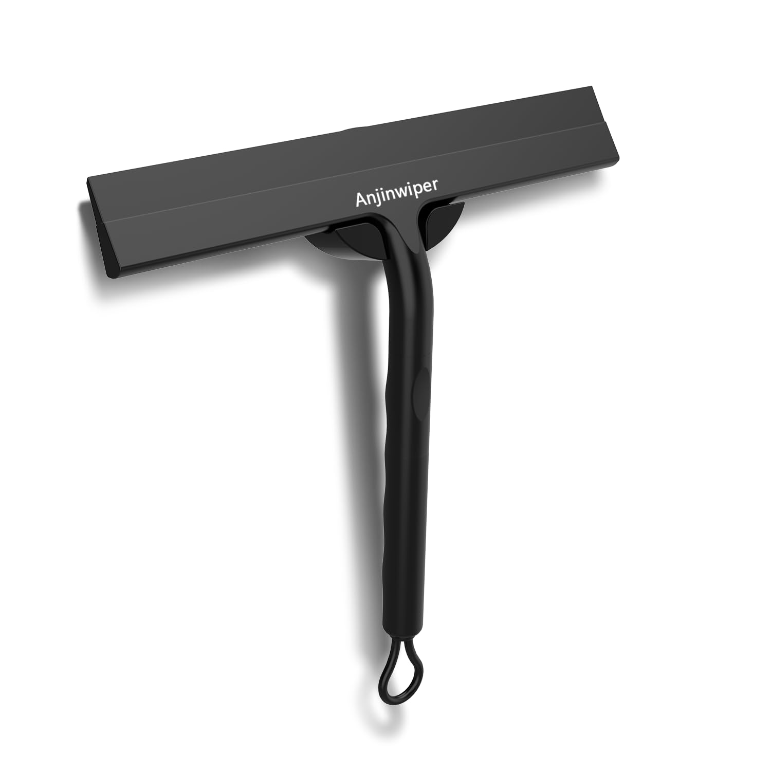 Raclette de Douche en Silicone avec Support pour Verre, Miroir, carrelage - 22 cm - Noir Mat