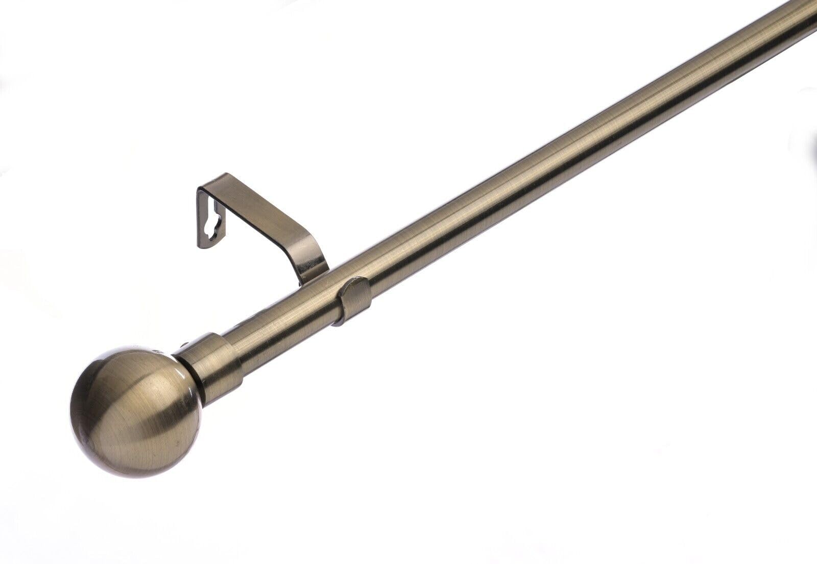 Lister Cartwright 19 mm Curtain Pole for Windows, Extendable 70–120 cm, Antique Brass Metal Rod with Ball Finials, Adjustable Drapery Pole for Eyelet Curtains, Living Room,Bedroom Non Slip — image 1