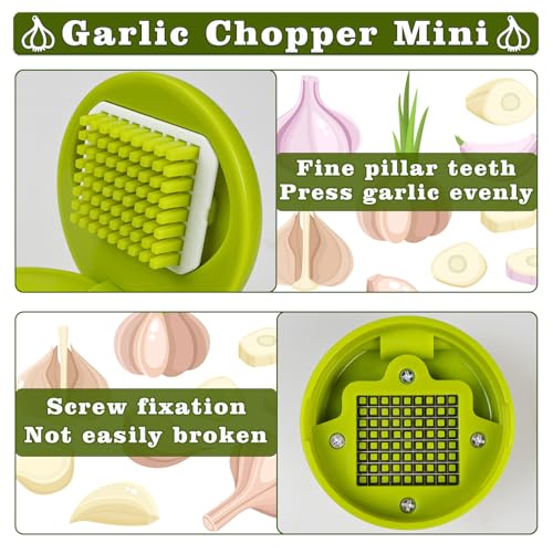 2 Pcs Garlic Press Stainless Steel, Garlic Mincer Crusher with Peeler and Cleaning Brush, Garlic Chopper Mini Kitchen Tool - Thumbnail 5