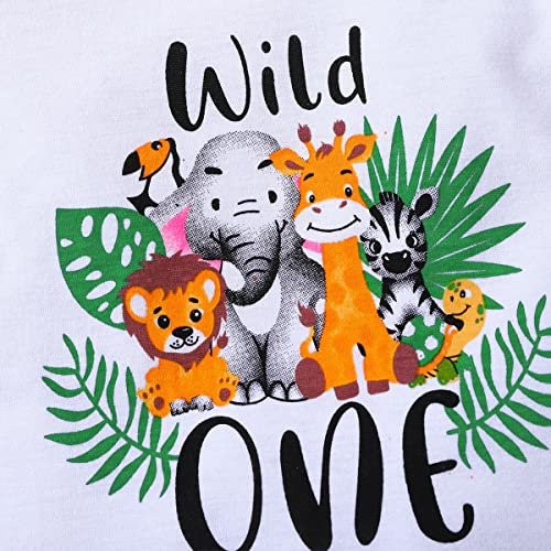 Baby Boys First Birthday Outfit Wild One Jungle Safari Zoo T-Shirt And Shorts Set 1 Year Old 1St Birthday Clothes #TOP3