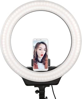 Samnuerly Ring Light 16-inch Ring LED Fill Mobile Phone Live Fill Light Selfie Artifact for Portrait Video Makeup (Black,50x10x53cm)