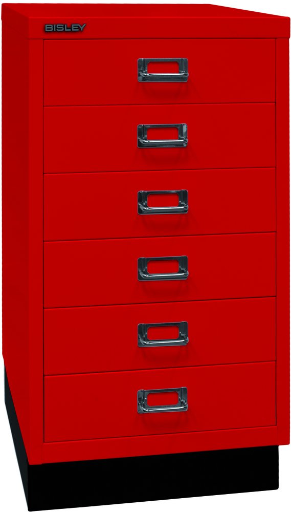 BISLEY MultiDrawer, Serie 29 con Base, DIN A3, 6 cassetti, Metallo, 670 Rosso Cardinale, 43.2 x 34.9 x 67 cm