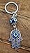 Nazareth Store Evil Eye Silver Hamsa Keychain Hand Fatima Protection Charm Key holder Good Luck Keychain - Amulet