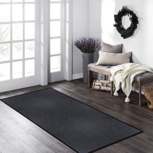 LuxUrux Striped Gray Door Mat - Heavy Duty, Indoor/Outdoor, Waterproof,