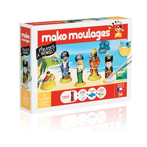 Mako Moulages - Pirates à Bord - Kit de Loisirs Créatifs - Moulage en Plâtre à Peindre - Coffret de 5 Moules Pirates - Moules Réutilisables - Made in...