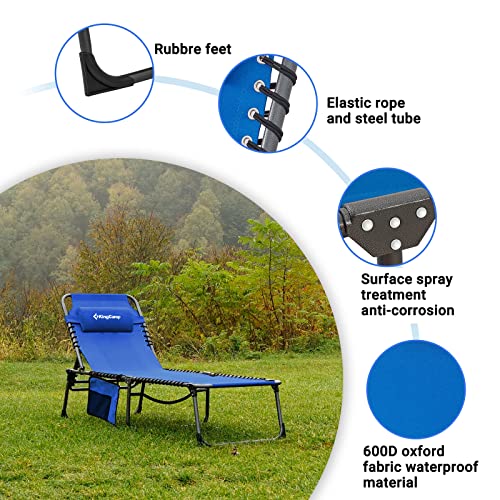 KingCamp Adjustable 5Position Folding Chaise Lounge Chair for Outside