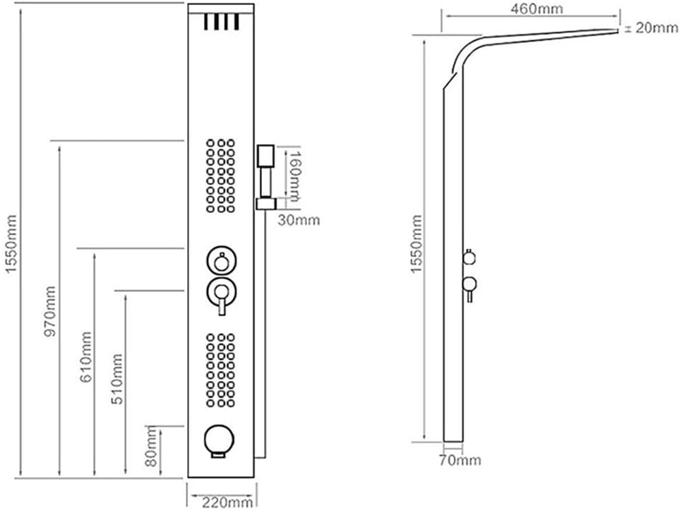 Shower Set Rotate Shower Panel SPA Massage Jets Shower Piston Tower 3 Functions Hand Shower Swivel spout Silver